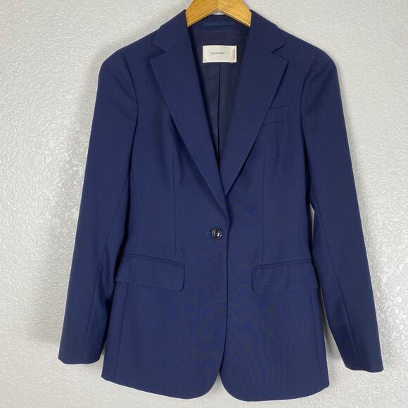 Suistudio Womens Blazer 34 EU US 2 Blue Italian‎ Wool Cameron Single Breasted - Picture 1 of 13